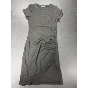 Women’s Altered State XS Black Rib-Knit Bodycon Midi Dress Split Hem